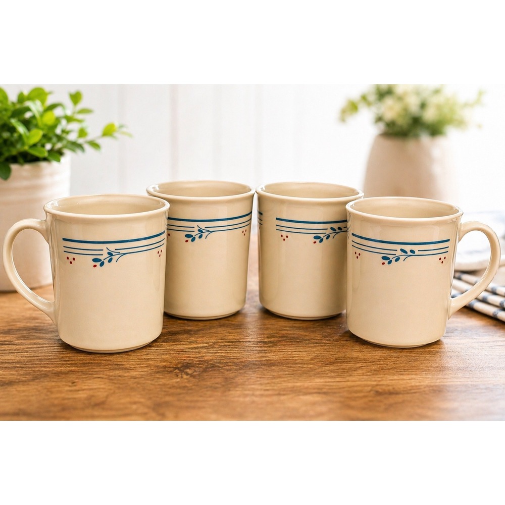 Vintage Corelle Country Violets Coffee Mug Set of 4 8 oz Corning USA Floral Cups